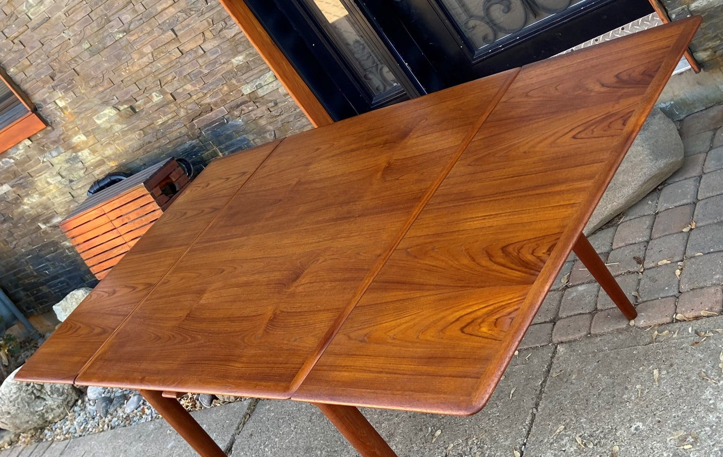 REFINISHED Danish MCM Teak Draw Leaf Table by A. H. Olsen for Skovmand & Andersen, 39"-75", PERFECT