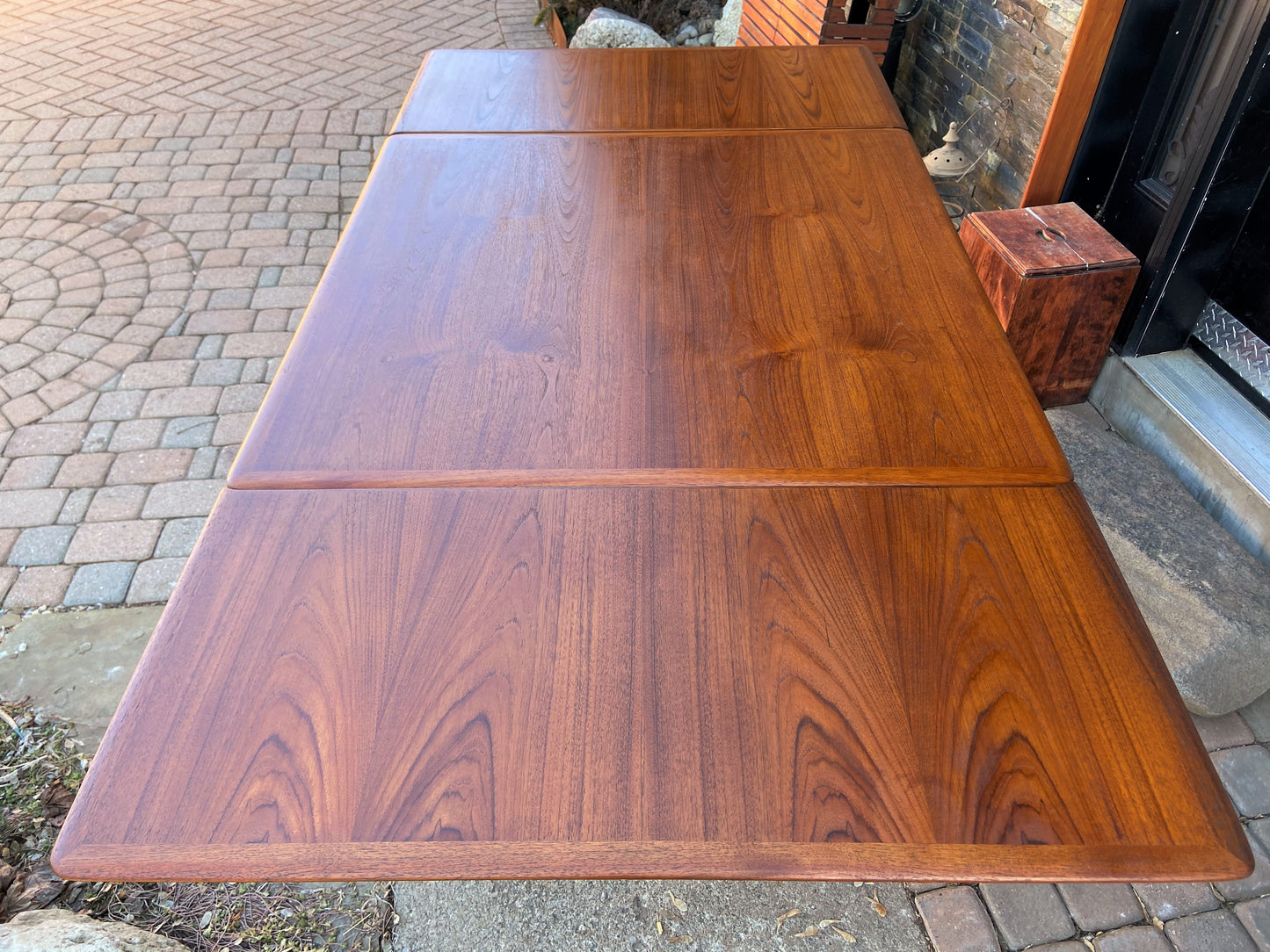 REFINISHED Danish MCM Teak Draw Leaf Table by A. H. Olsen for Skovmand & Andersen, 39"-75", PERFECT