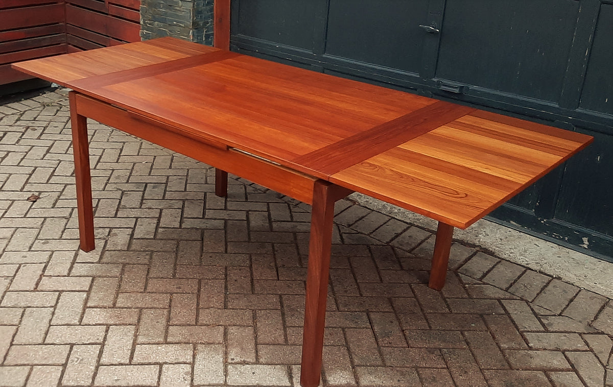 REFINISHED Compact MCM Teak Draw Leaf Table 51