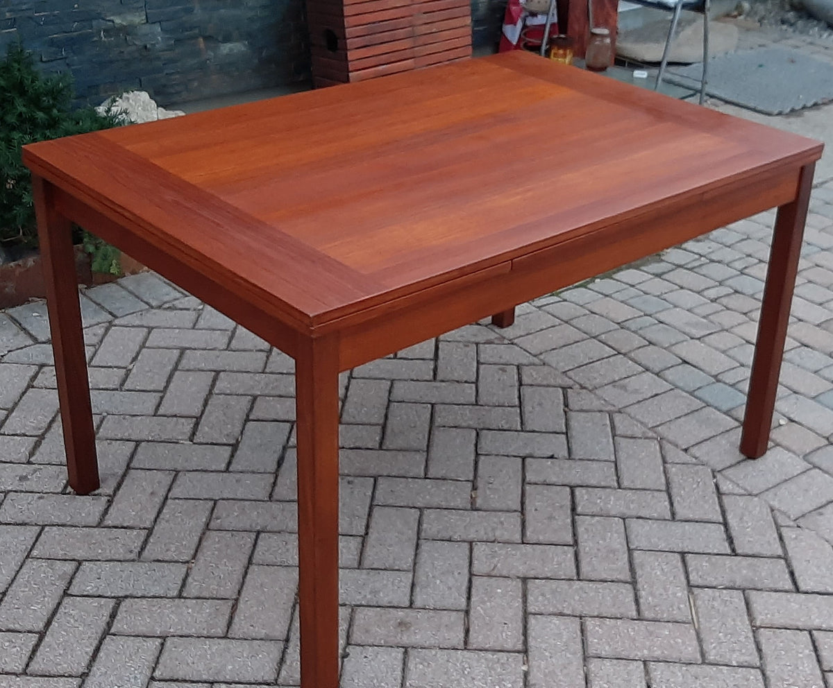 REFINISHED Compact MCM Teak Draw Leaf Table 51