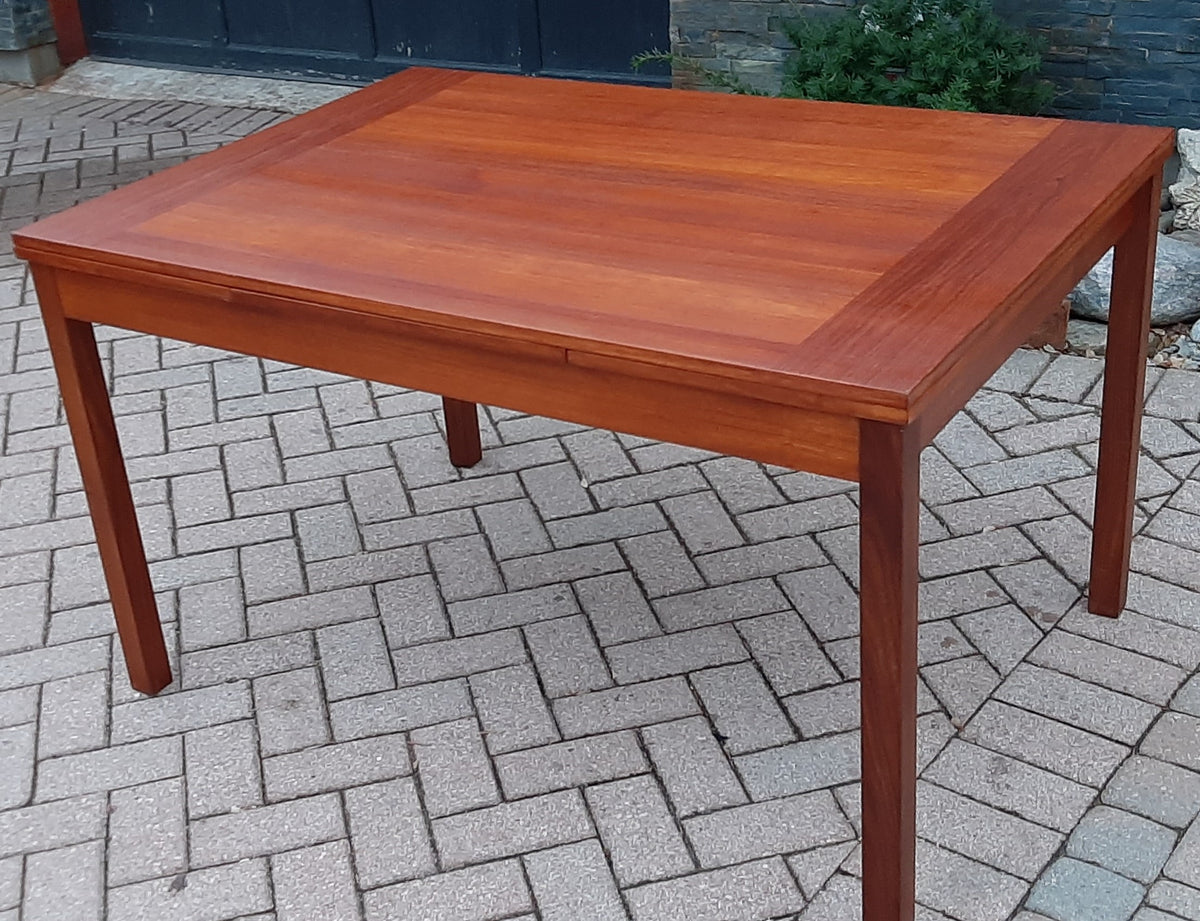 REFINISHED Compact MCM Teak Draw Leaf Table 51