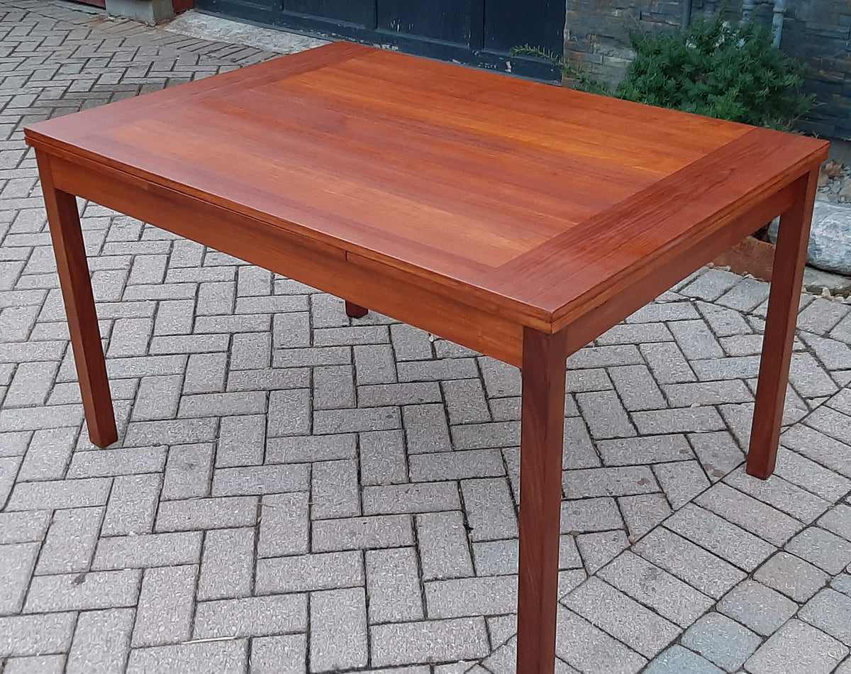 REFINISHED Compact MCM Teak Draw Leaf Table 51