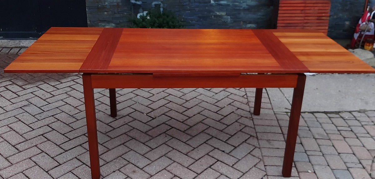REFINISHED Compact MCM Teak Draw Leaf Table 51