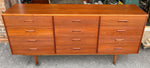 REFINISHED Mid Century Modern Teak Queen Bed, Nightstands & Dresser 12 Drawers 3