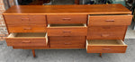 REFINISHED Mid Century Modern Teak Queen Bed, Nightstands & Dresser 12 Drawers 9