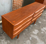 REFINISHED Mid Century Modern Teak Dresser 6 Drawers, Narrow 4