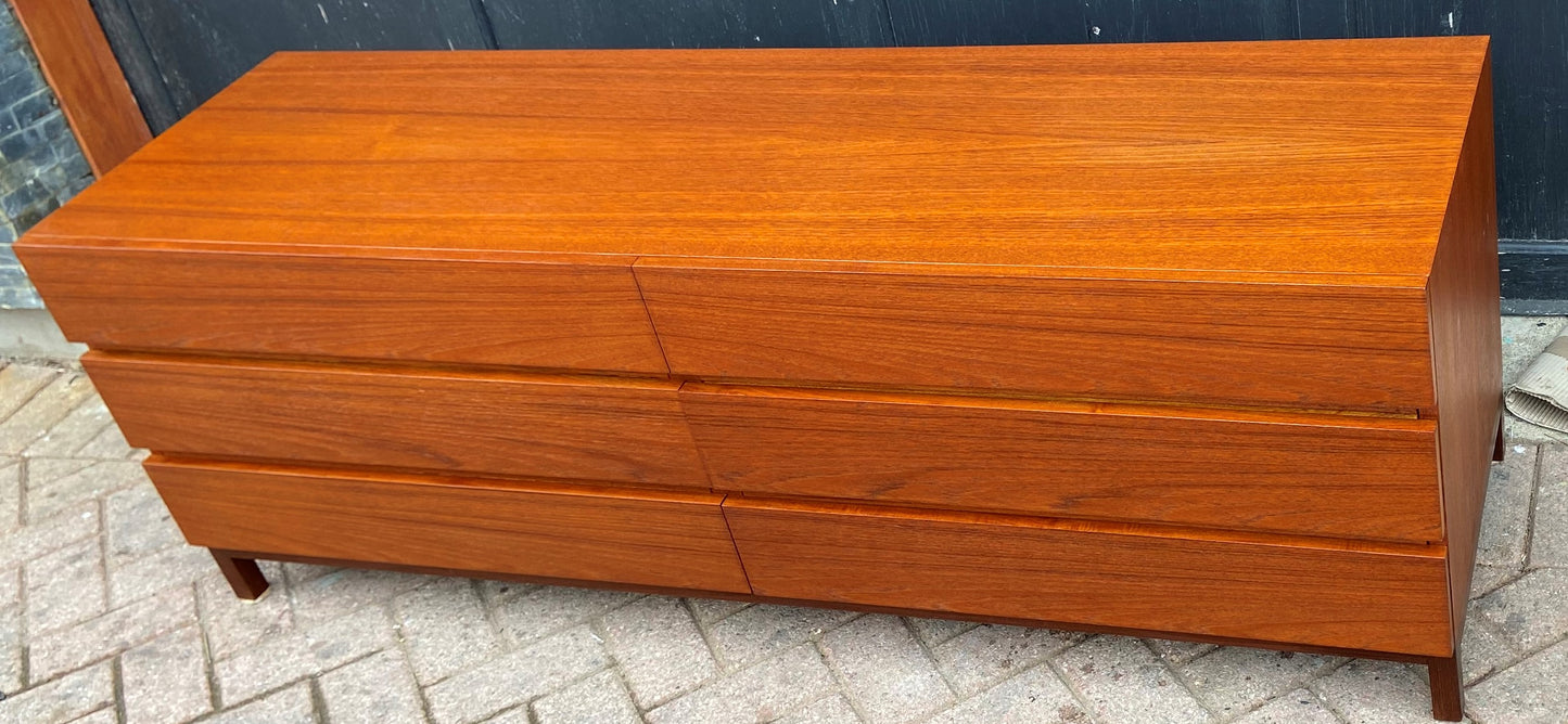 REFINISHED MCM Teak w Rosewood Low Dresser/ TV Console by Reff/ Knoll, 63" PERFECT