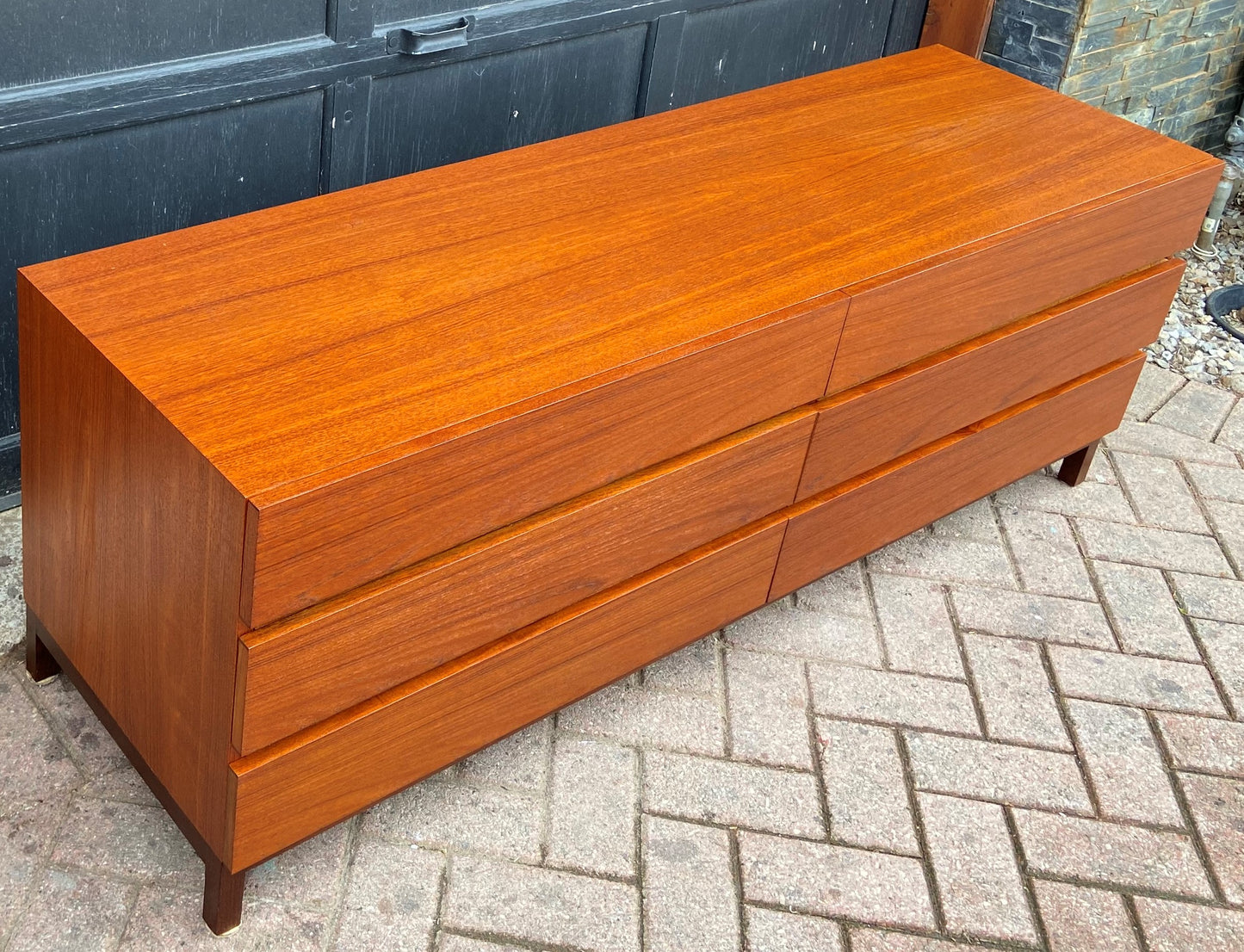 REFINISHED MCM Teak w Rosewood Low Dresser/ TV Console by Reff/ Knoll, 63" PERFECT