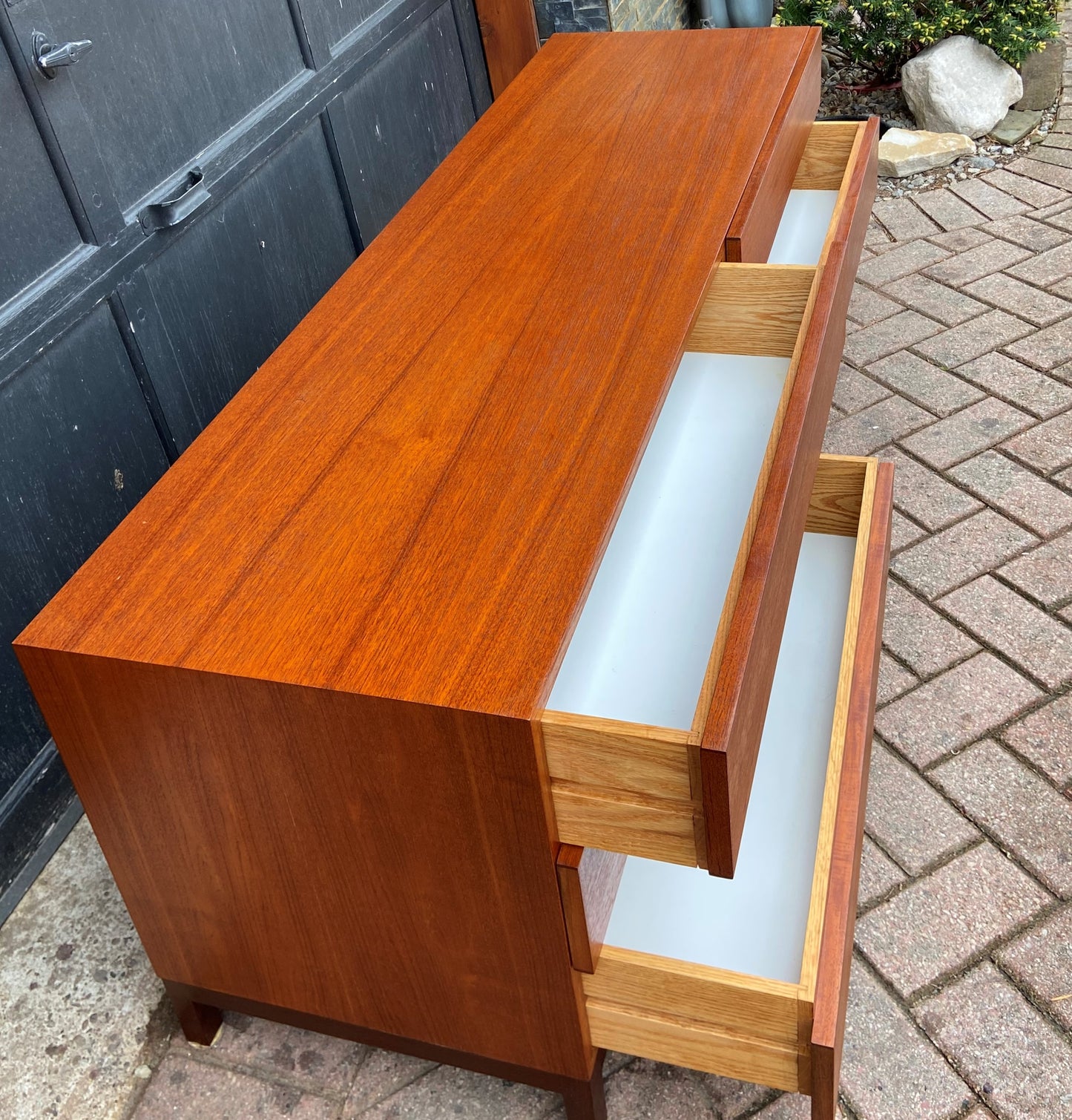 REFINISHED MCM Teak w Rosewood Low Dresser/ TV Console by Reff/ Knoll, 63" PERFECT