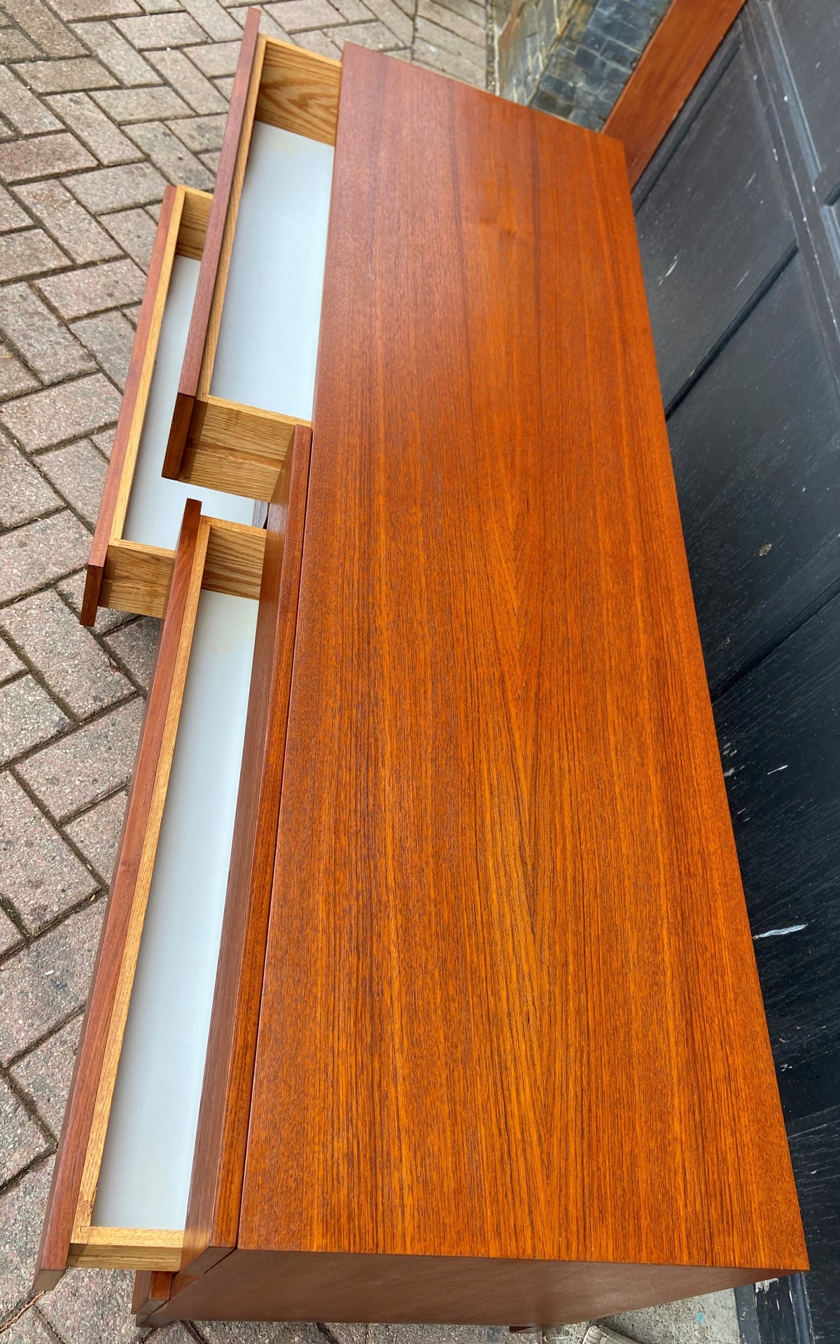 REFINISHED MCM Teak w Rosewood Low Dresser/ TV Console by Reff/ Knoll, 63