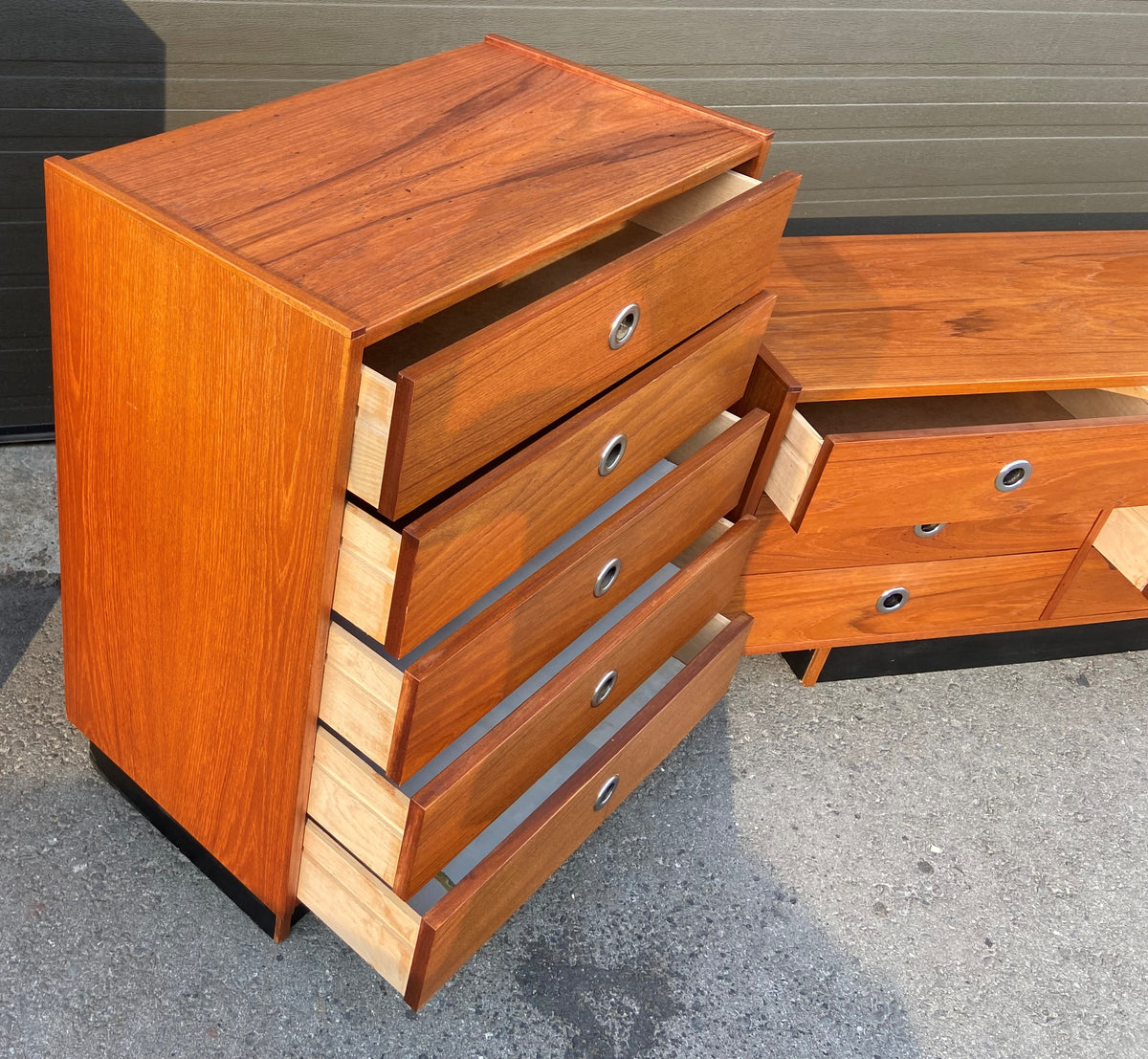 RESTORED Mid Century Modern Teak Dresser and Tallboy