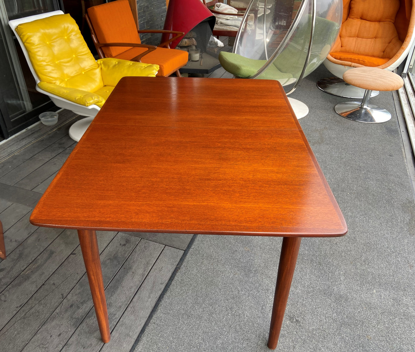 REFINISHED Mid Century Modern Teak Table w 3 Leaves Selfstoring by G.Bahus, Norway 51" - 85"