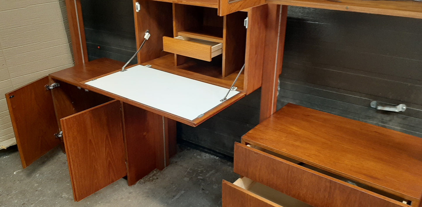 REFINISHED MCM Teak Freestanding Modular Wall Unit