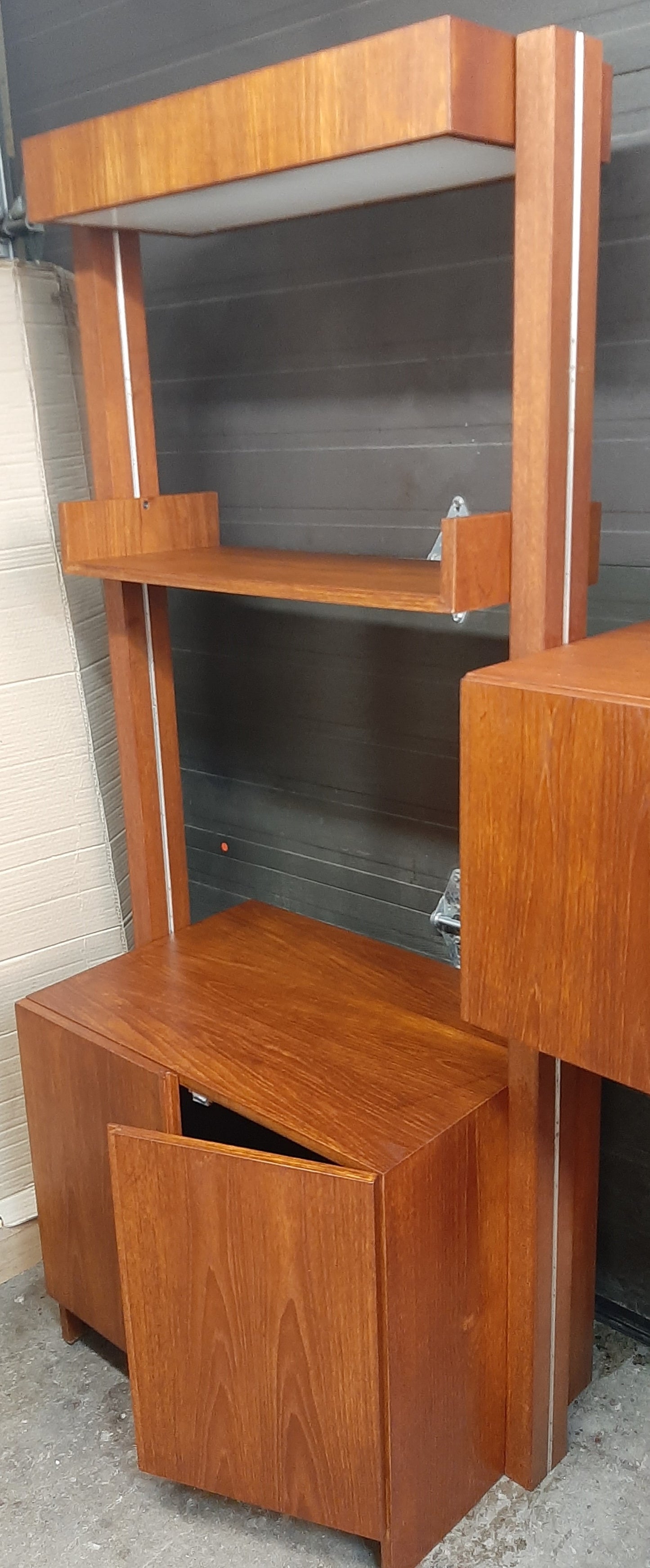 REFINISHED MCM Teak Freestanding Modular Wall Unit