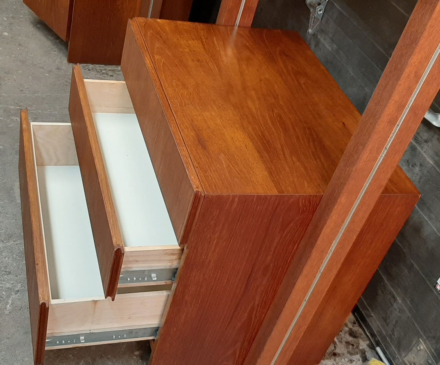 REFINISHED MCM Teak Freestanding Modular Wall Unit