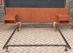 RESTORED Teak MCM Headboard w 2 floating nighstands for Queen Bed L 94.5