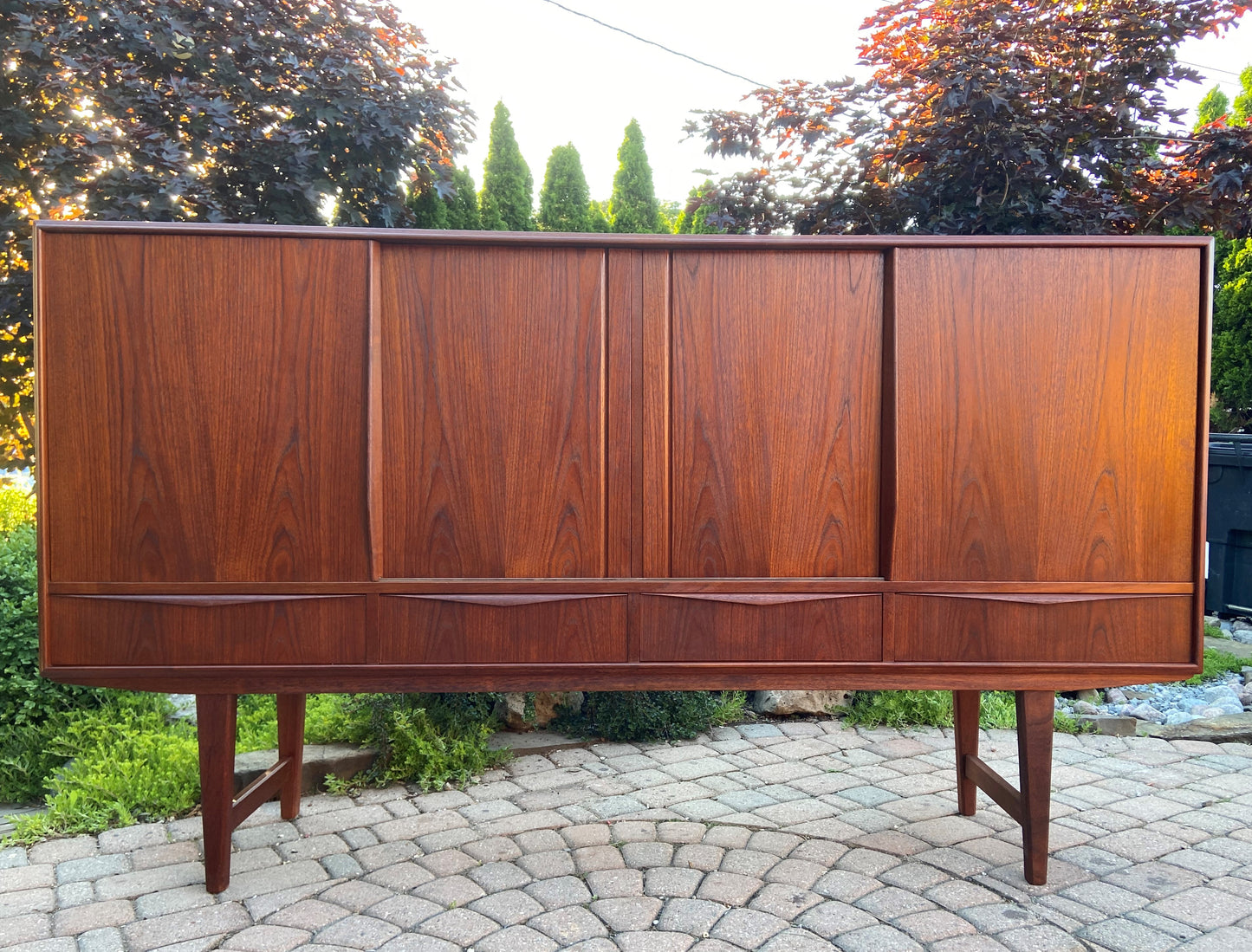 REFINISHED Danish MCM Teak Highboard by EW Bach for Sejling Skabe 77.5"