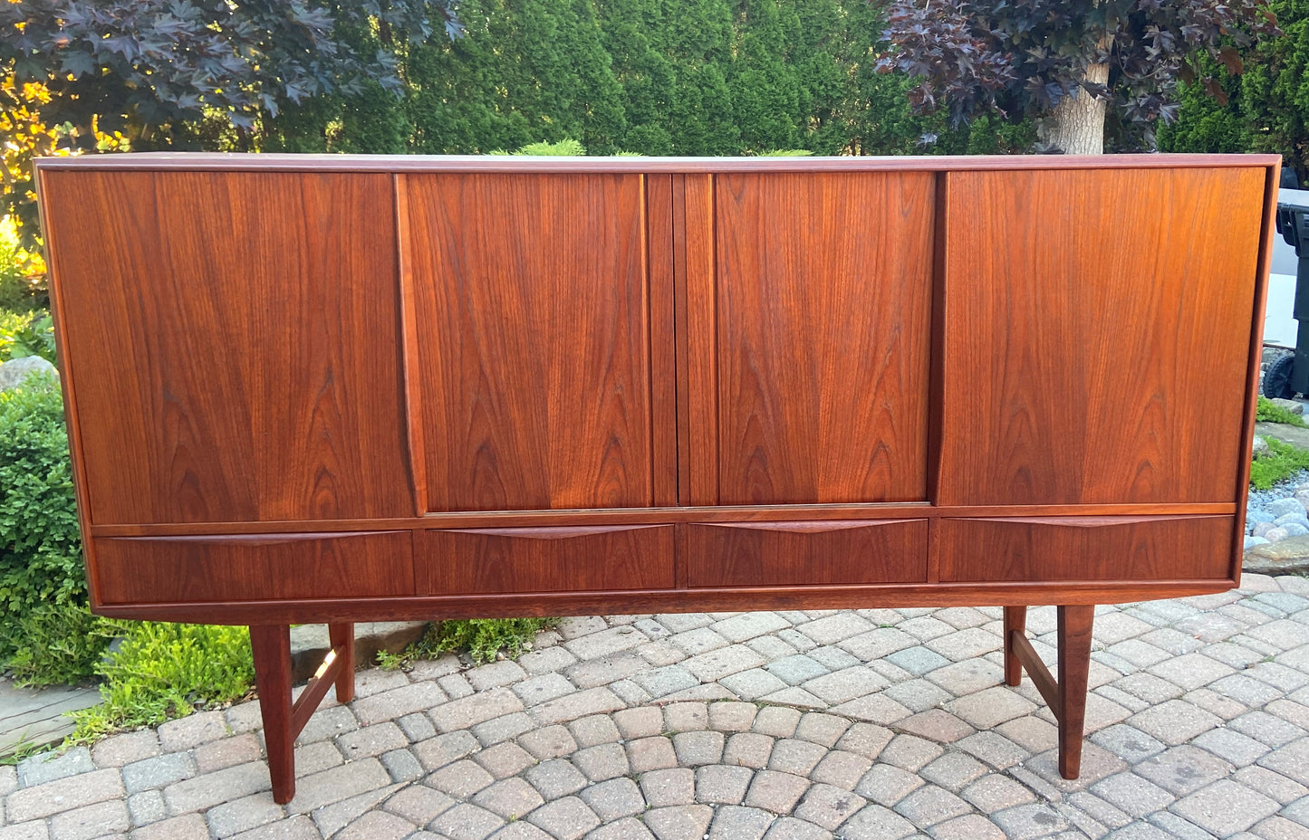 REFINISHED Danish MCM Teak Highboard by EW Bach for Sejling Skabe 77.5"