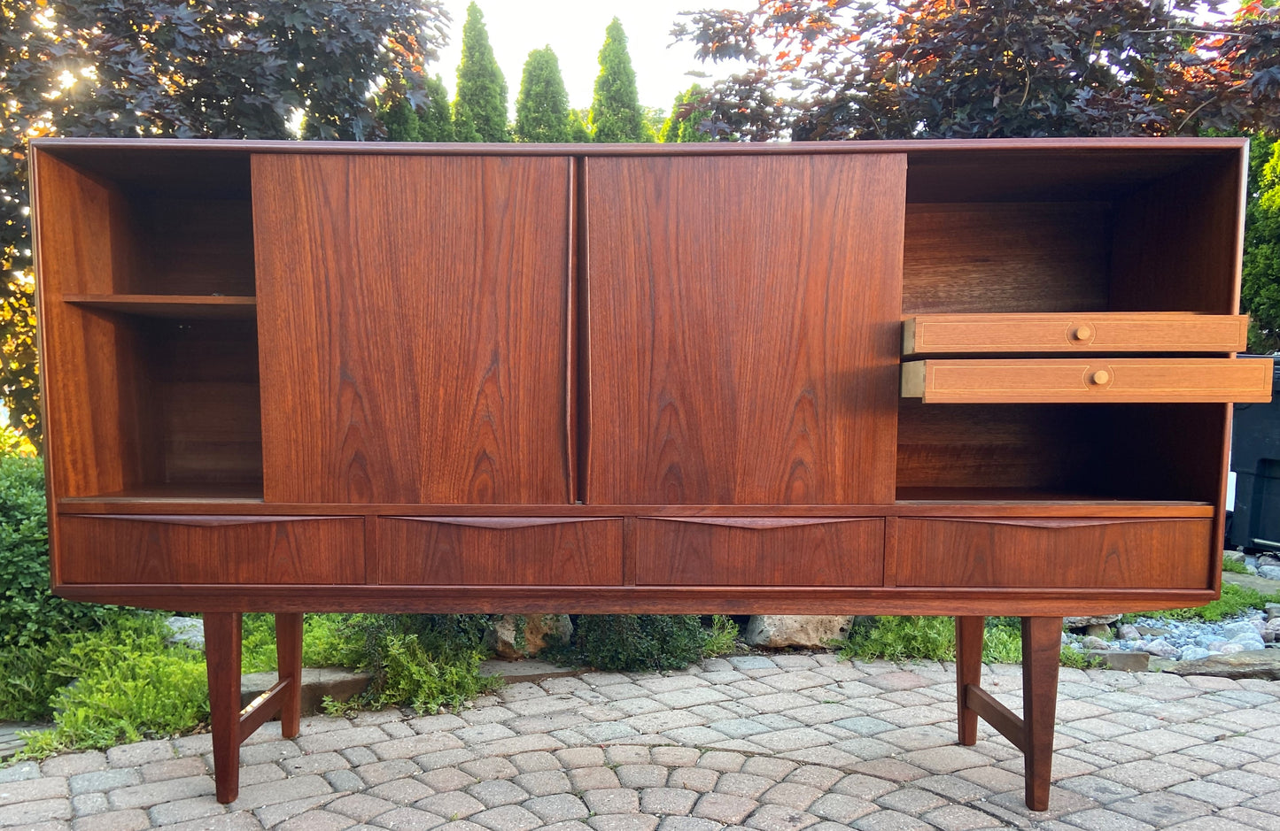 REFINISHED Danish MCM Teak Highboard by EW Bach for Sejling Skabe 77.5"