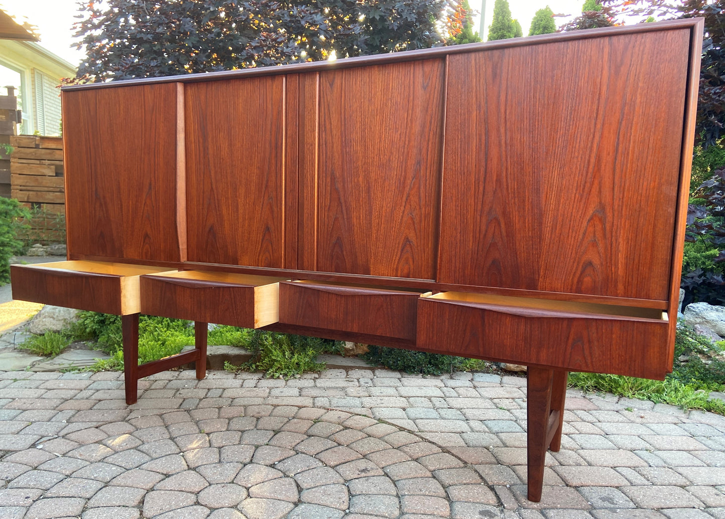 REFINISHED Danish MCM Teak Highboard by EW Bach for Sejling Skabe 77.5"