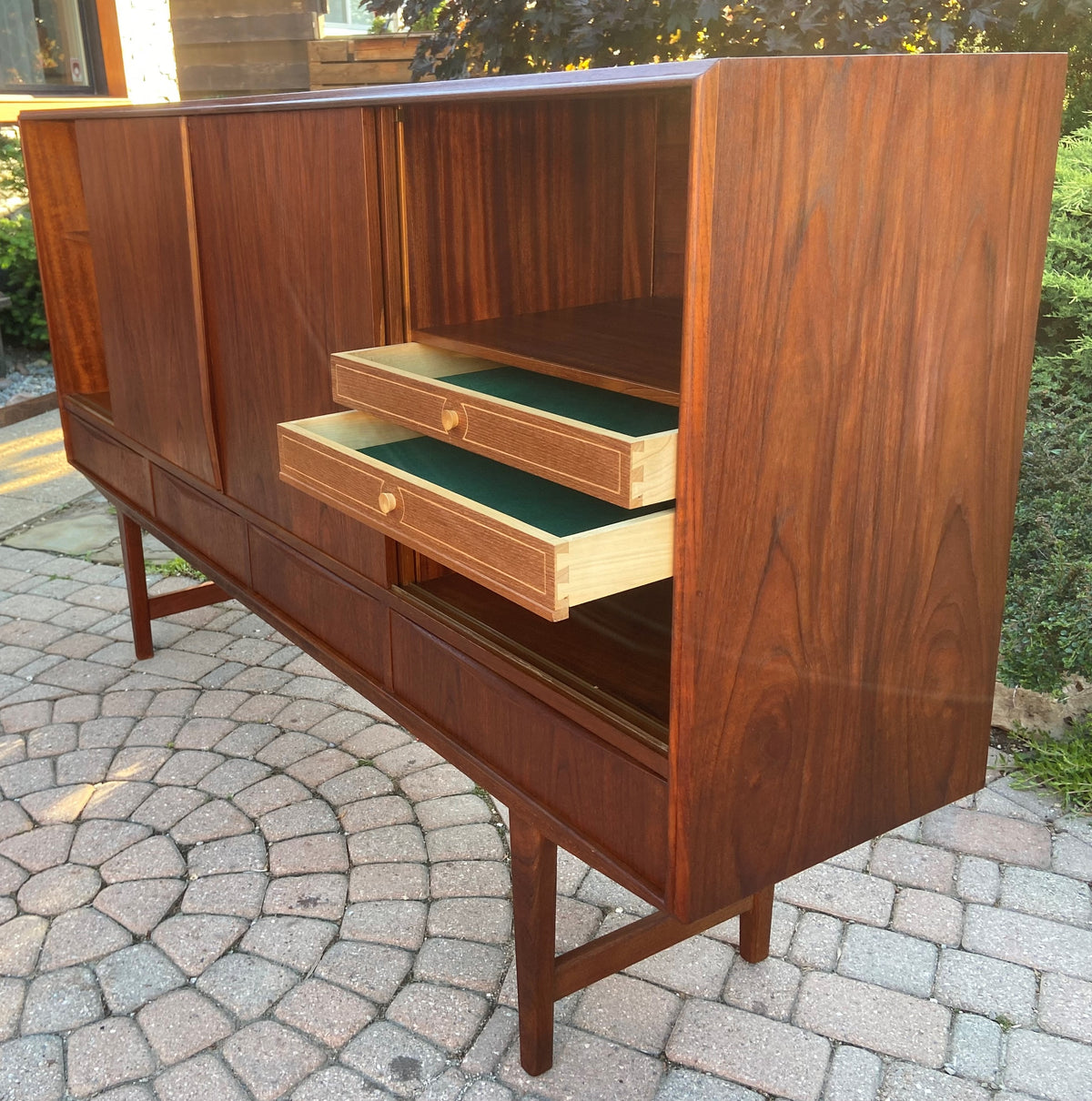 REFINISHED Danish MCM Teak Highboard by EW Bach for Sejling Skabe 77.5