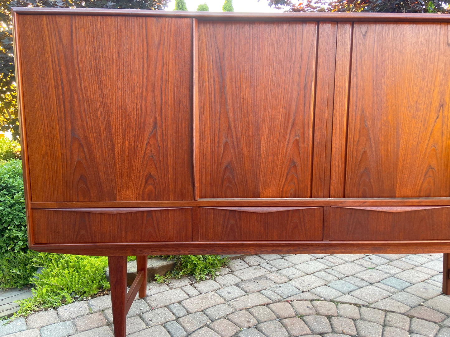 REFINISHED Danish MCM Teak Highboard by EW Bach for Sejling Skabe 77.5"