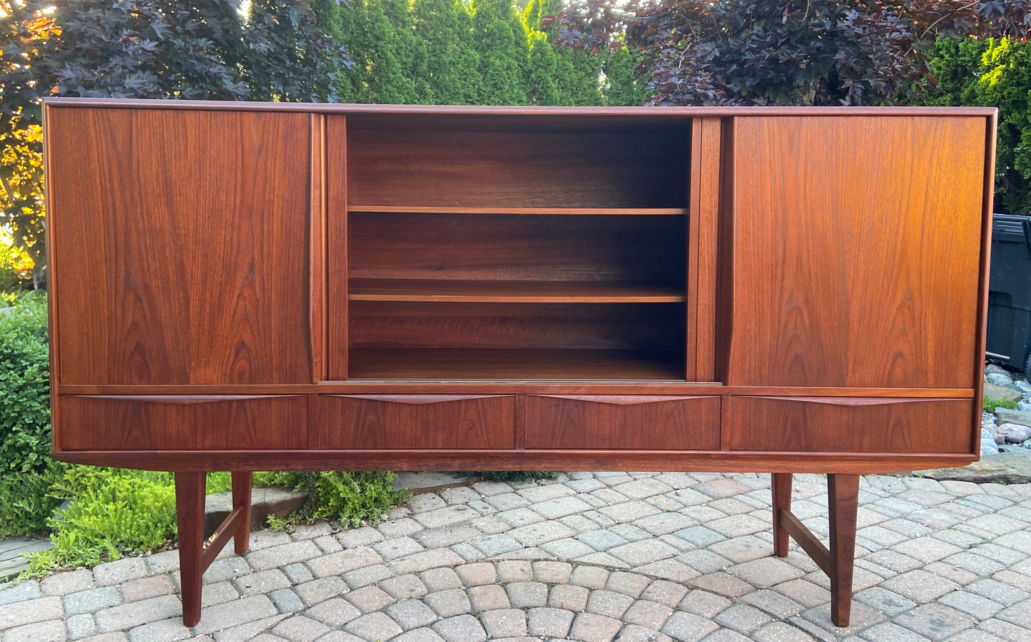 REFINISHED Danish MCM Teak Highboard by EW Bach for Sejling Skabe 77.5"