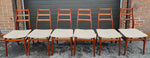 6 RESTORED Mid Century Modern Teak Ladder-Back Chairs, will be REUPHOLSTERED 4