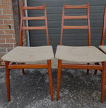 6 RESTORED Mid Century Modern Teak Ladder-Back Chairs, will be REUPHOLSTERED 5