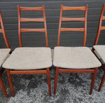 6 RESTORED Mid Century Modern Teak Ladder-Back Chairs, will be REUPHOLSTERED 6