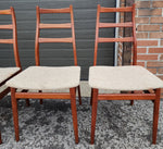 6 RESTORED Mid Century Modern Teak Ladder-Back Chairs, will be REUPHOLSTERED 7