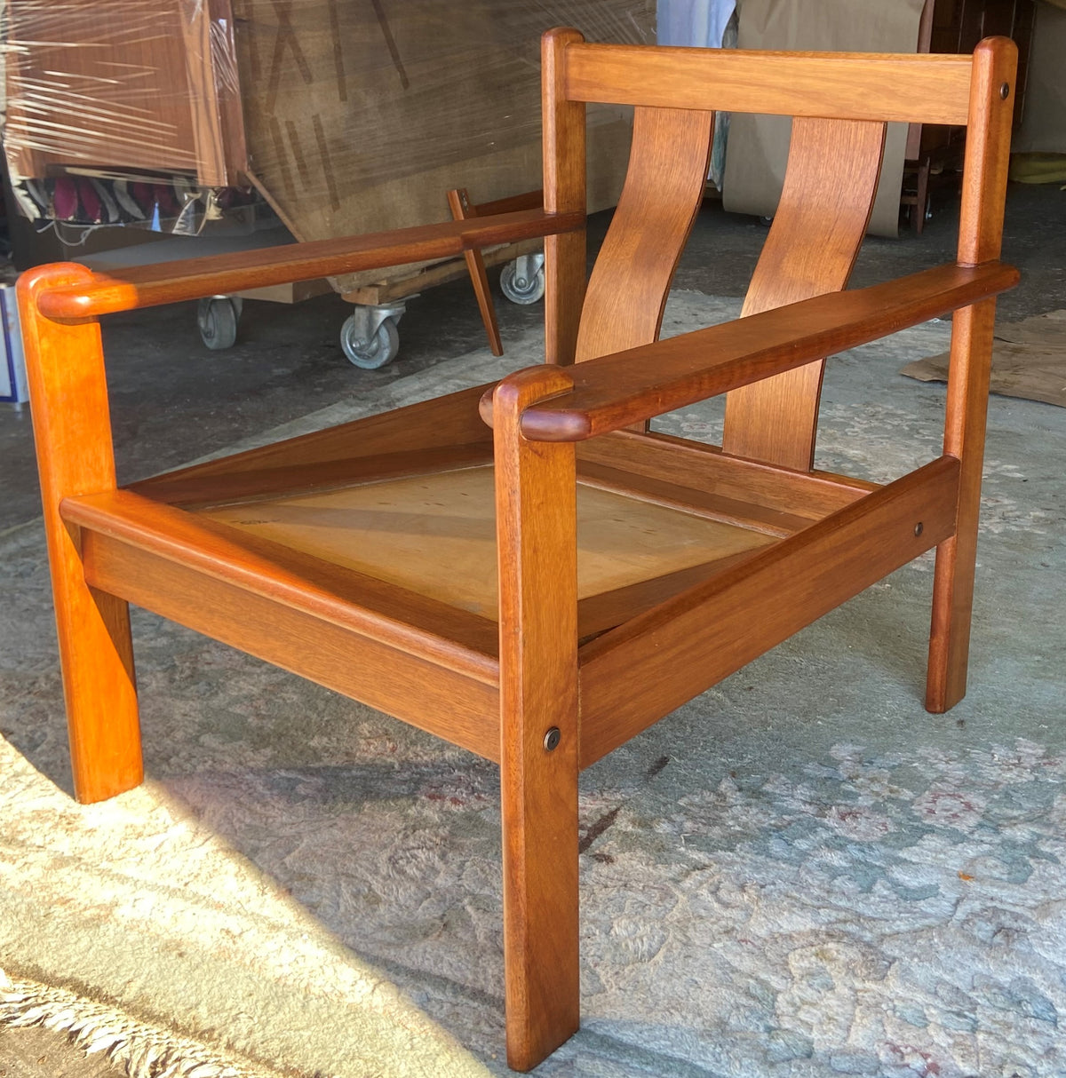 REFINISHED Mid-Century Modern Teak Lounge Armchair, No Cushions