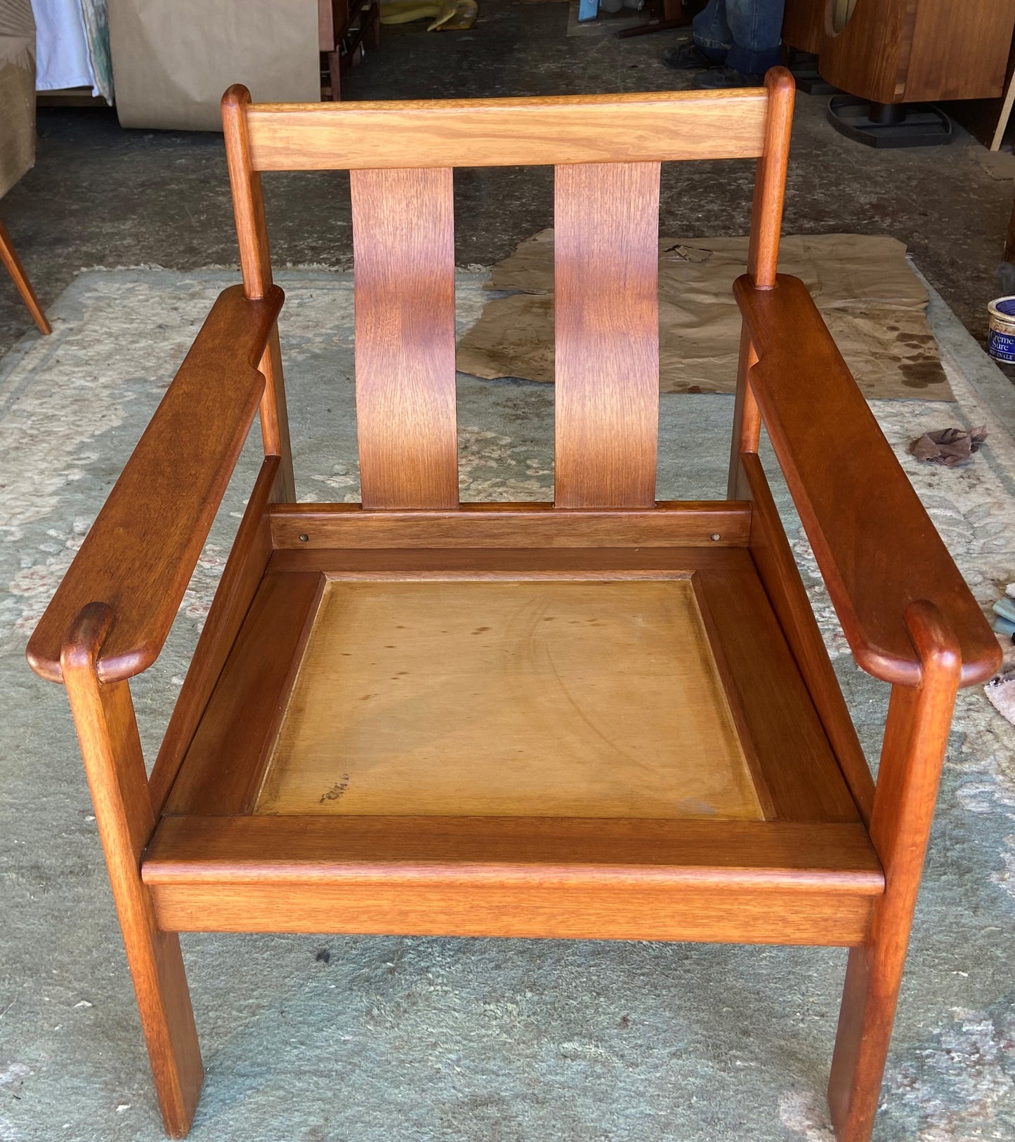 REFINISHED Mid-Century Modern Teak Lounge Armchair, No Cushions