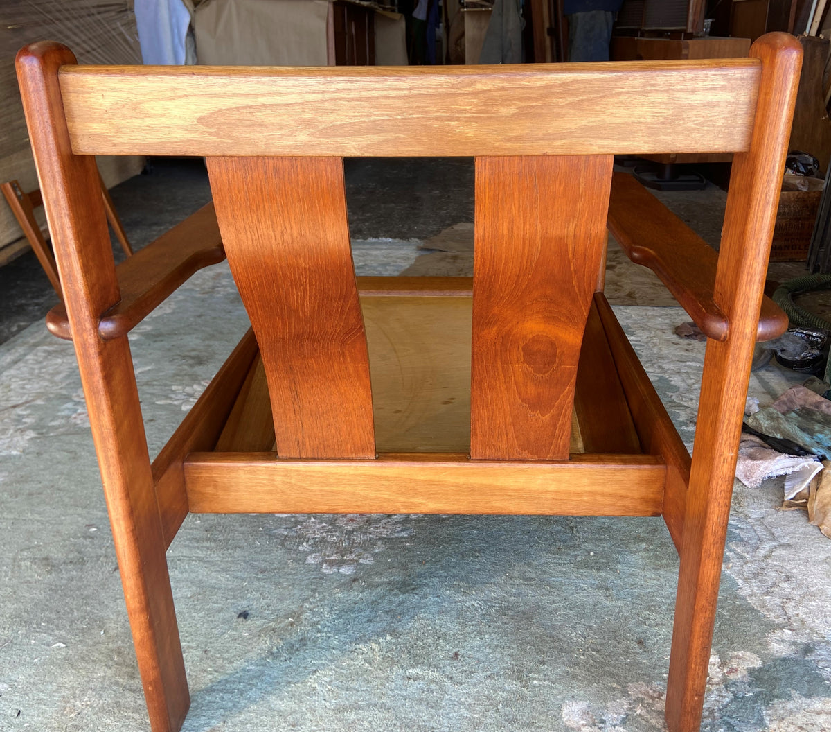 REFINISHED Mid-Century Modern Teak Lounge Armchair, No Cushions