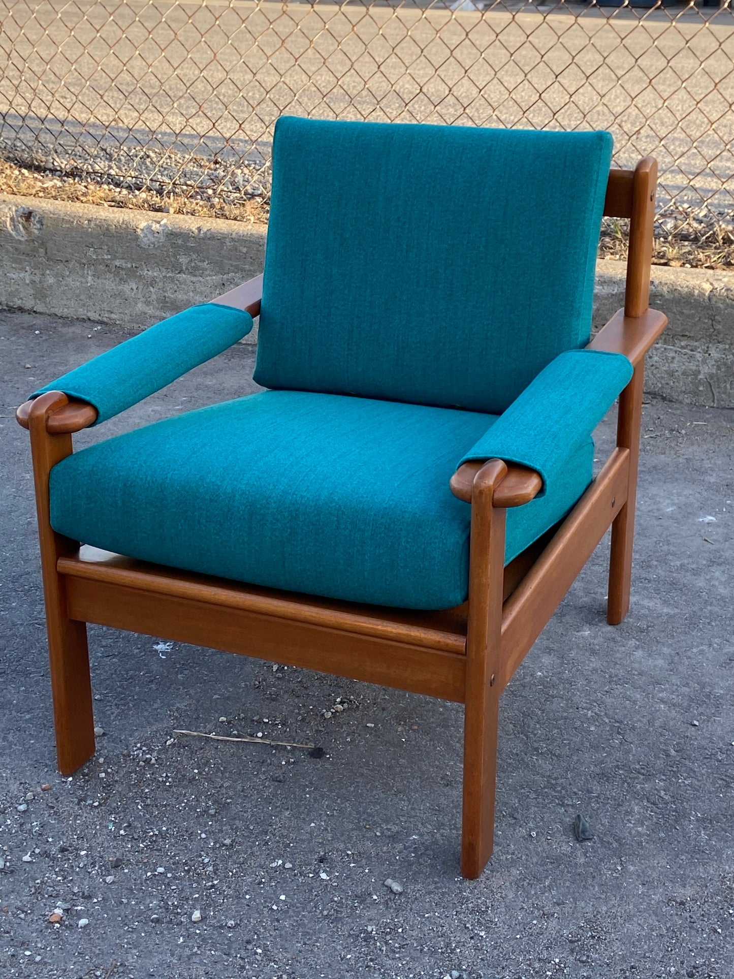 REFINISHED Mid-Century Modern Teak Lounge Armchair, No Cushions
