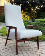 REFINISHED Danish Mid Century Modern Teak Lounge Chair NEW Upholstery, Perfect 10