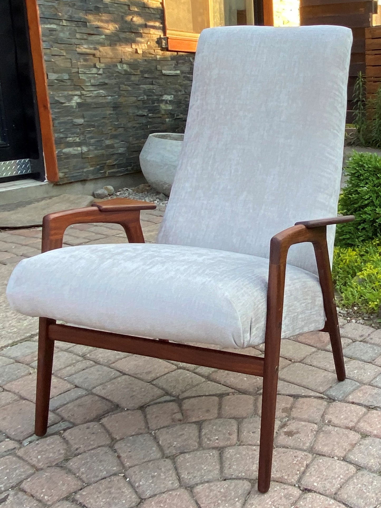 REFINISHED Danish Mid Century Modern Teak Lounge Chair NEW Upholstery, Perfect
