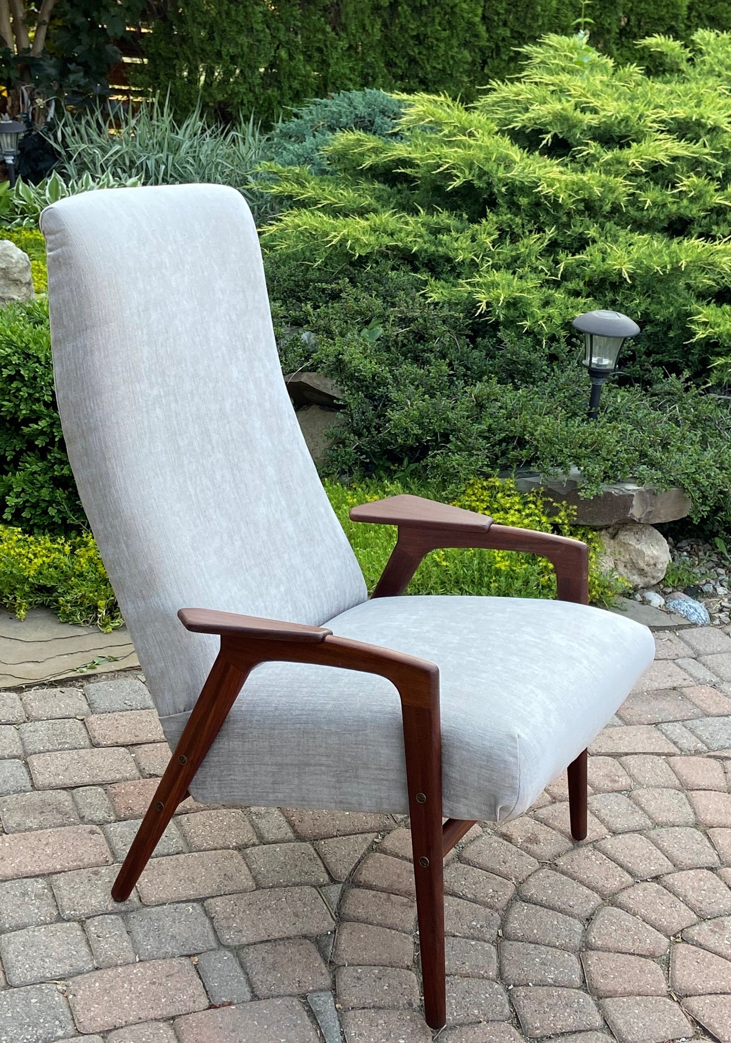 REFINISHED Danish Mid Century Modern Teak Lounge Chair NEW Upholstery, Perfect