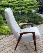 REFINISHED Danish Mid Century Modern Teak Lounge Chair NEW Upholstery, Perfect 4