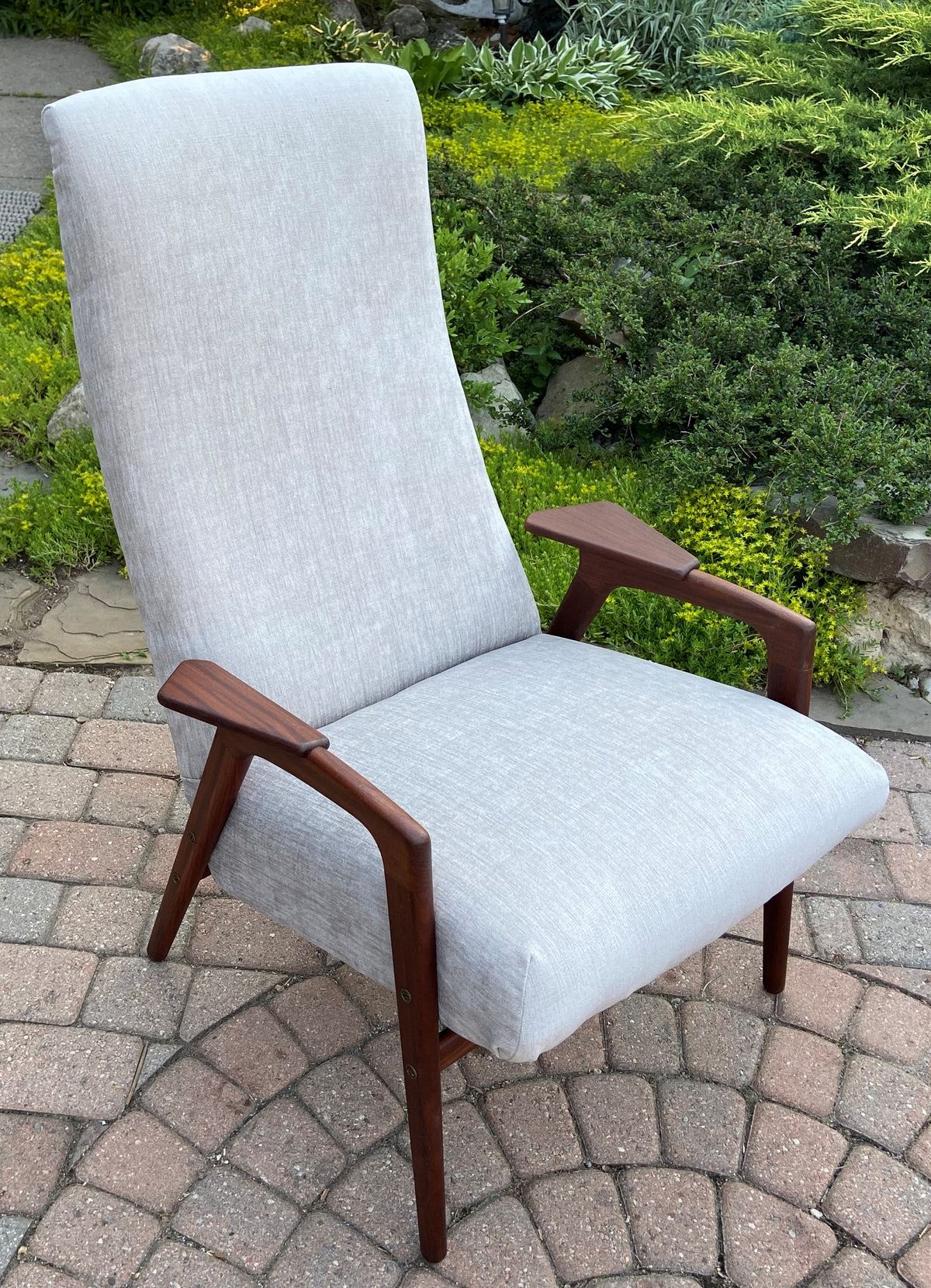 REFINISHED Danish Mid Century Modern Teak Lounge Chair NEW Upholstery, Perfect