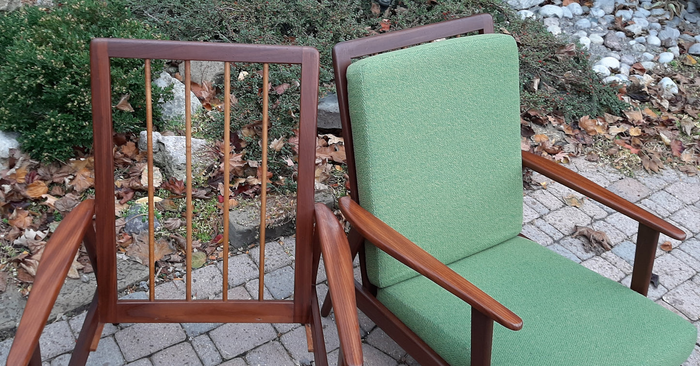 A pair of Danish MCM Solid Teak Lounge Chairs REFINISHED