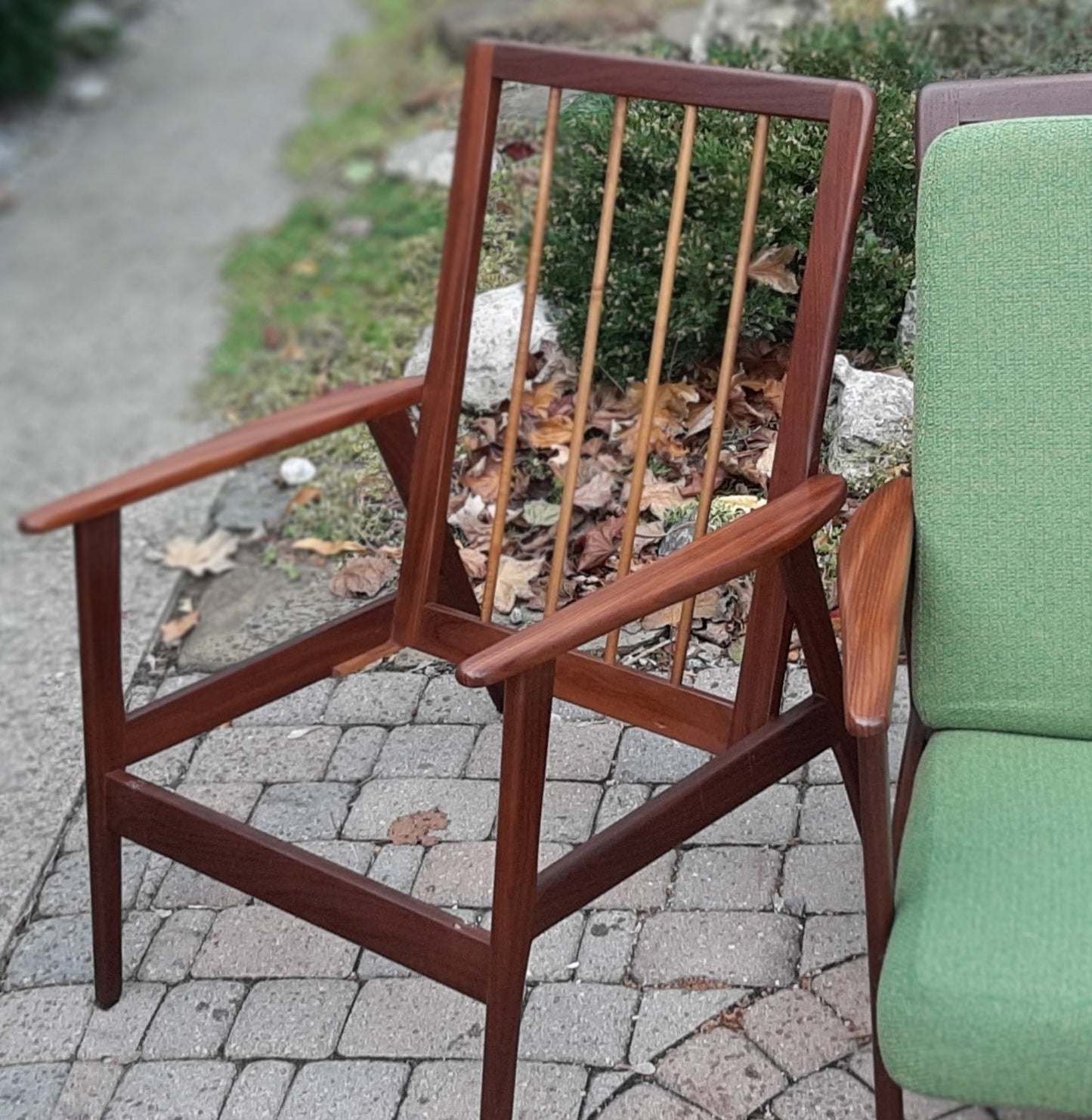 A pair of Danish MCM Solid Teak Lounge Chairs REFINISHED