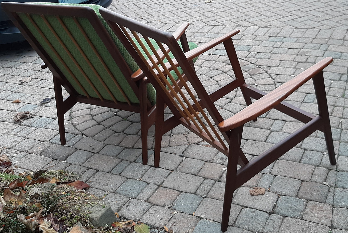 A pair of Danish MCM Solid Teak Lounge Chairs REFINISHED