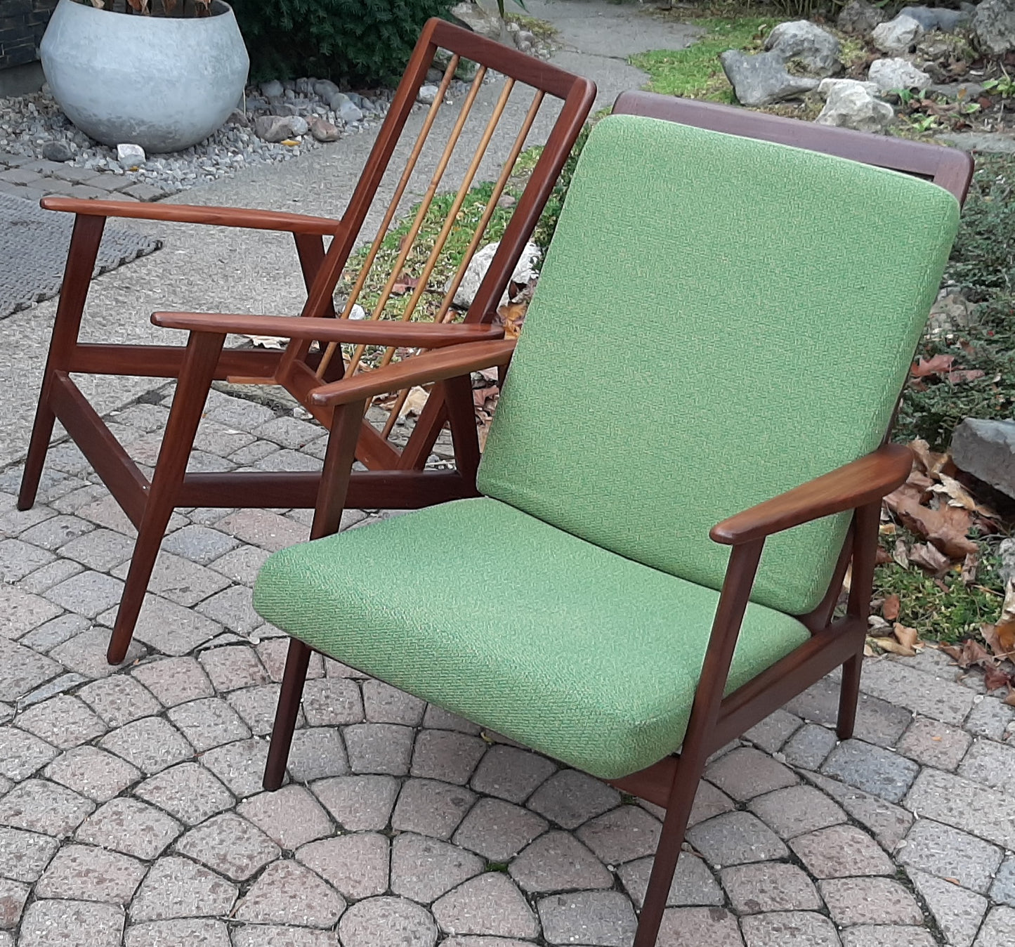 A pair of Danish MCM Solid Teak Lounge Chairs REFINISHED