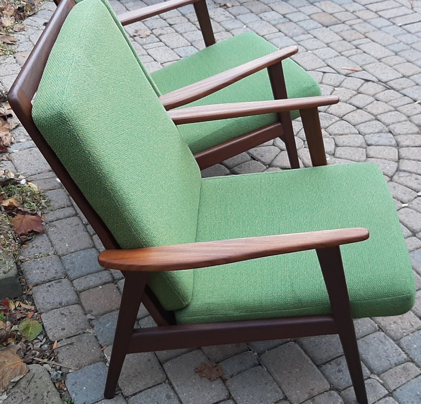 A pair of Danish MCM Solid Teak Lounge Chairs REFINISHED