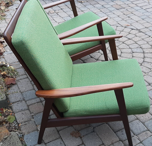 A pair of Danish MCM Solid Teak Lounge Chairs REFINISHED