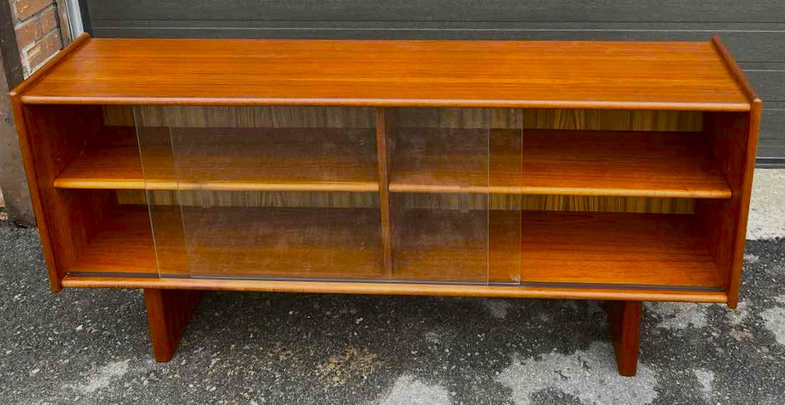 REFINISHED Mid Century Modern Teak Bookcase Media TV Console 55"