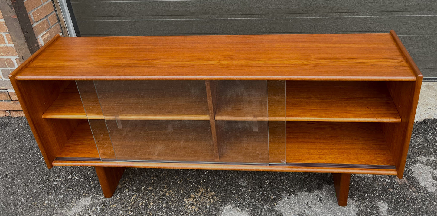 REFINISHED Mid Century Modern Teak Bookcase Media TV Console 55"