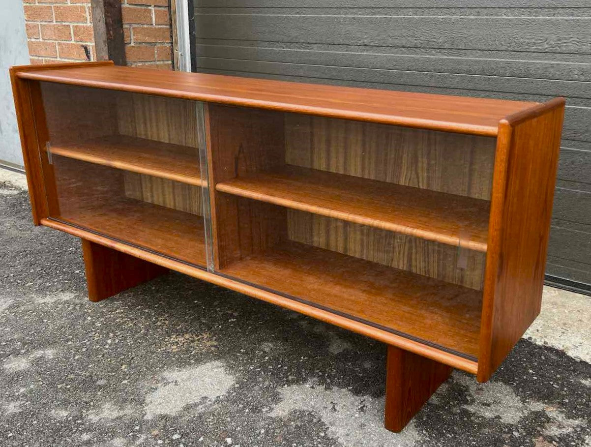 REFINISHED Mid Century Modern Teak Bookcase Media TV Console 55"