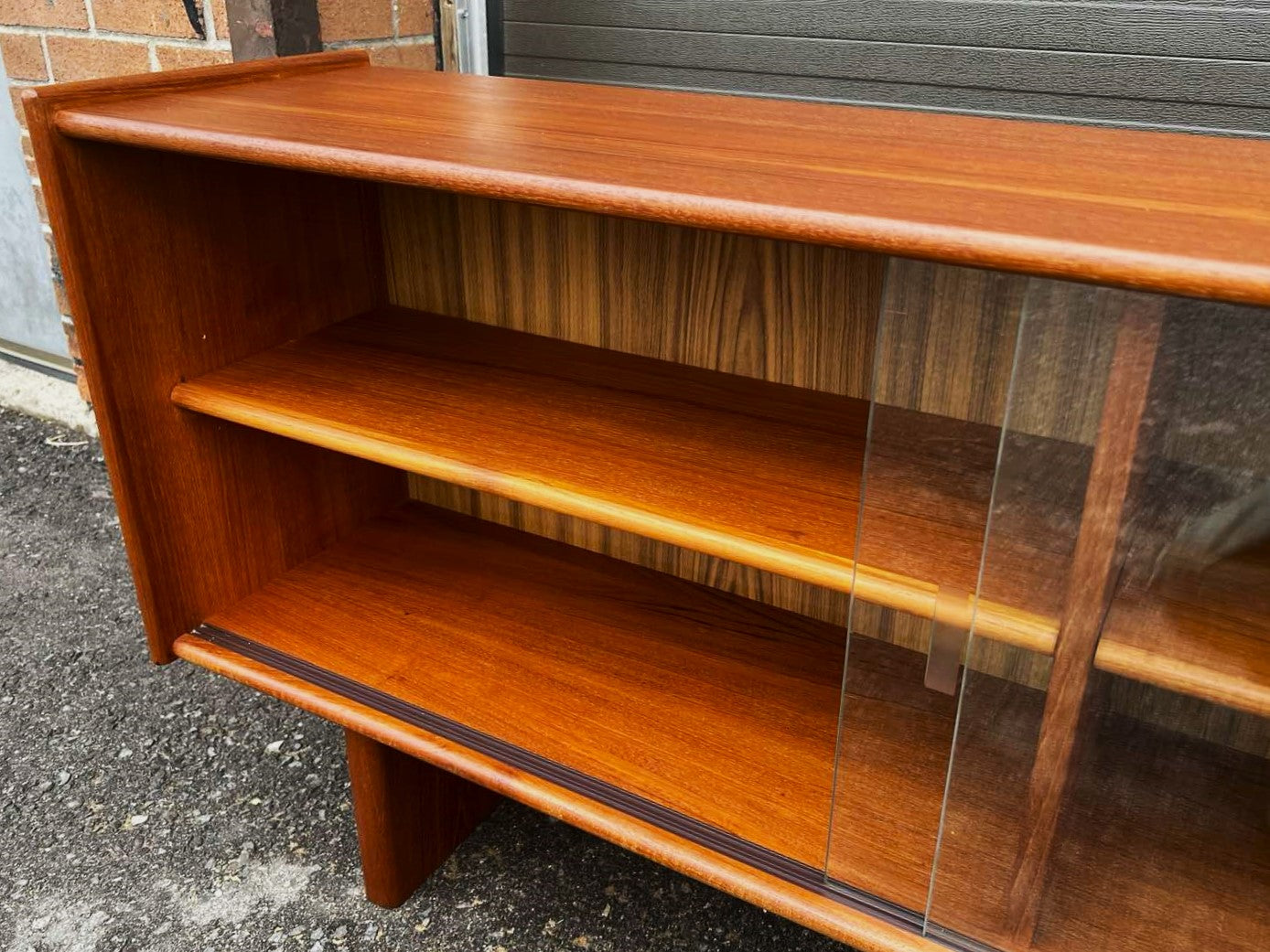 REFINISHED Mid Century Modern Teak Bookcase Media TV Console 55"